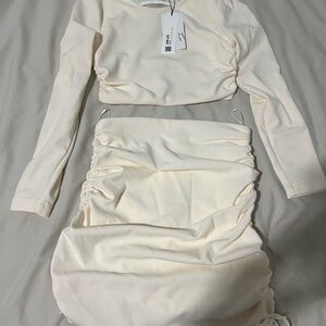 Zara Cream Midi Skirt Set